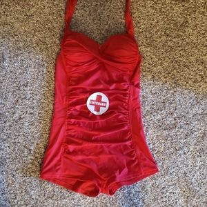 Red retro swim suit wendy peffercorn costume